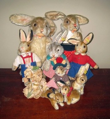 Mrs. Lefevre not only collected stuffed bears, she also collected stuffed bunnies. These will be sold at auction, too.