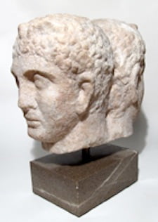Marble Janiform bust of Roman twin gods Hypnos and Thanatos, est. $40,000-$50,000. Ancient Resource image